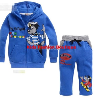 Kids blue "nu pogodi" sweat suits.