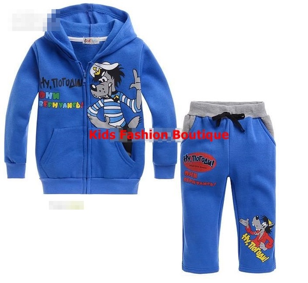 Kids Blue "Nu Pogodi" Sweat Suits.
