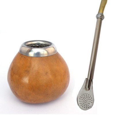 Mate calabaza with alpaca ring and bombilla