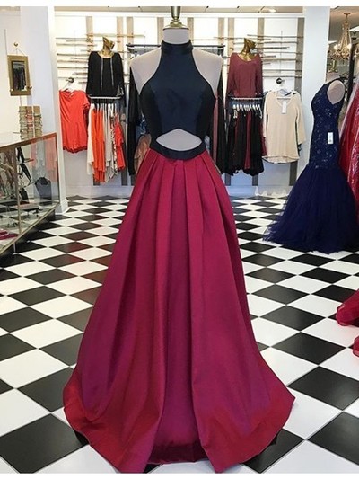 High Neck Prom Dress, A Line Prom Dress, Sexy Prom Dresses,Burgundy Prom Dress, Long Party Dress, Prom Dress for Seniors, Prom Dress for Tee