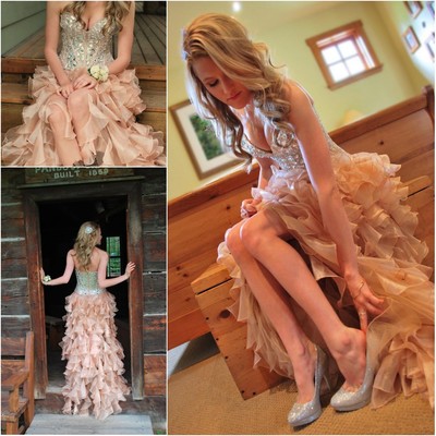 Hi-lo prom dresses with corset bodice sweetheart cocktail dresses sexy high low party/prom dresses with crystals/rhinestones/beading - Thumbnail 3