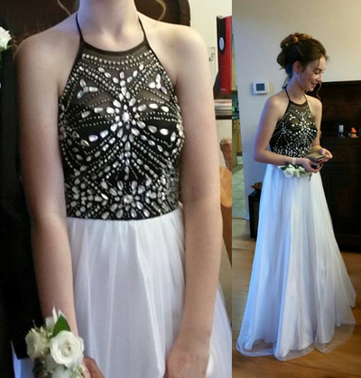 Charming Prom Dress,Halter Prom Dress,A-Line Prom Dress,Sequined Prom Dress,Girl's Graduation Dress