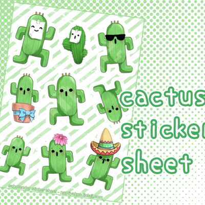 Final fantasy cactuar sticker sheet