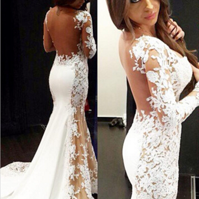 White lace prom dress,floor length prom dresses,evening dress