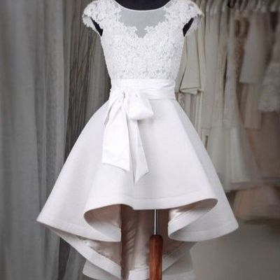 Sexy prom dress,prom dress,simple white lace short prom dress,high low homecoming dresses,homecoming dresses