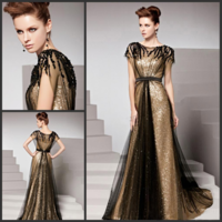 New Year Night Dress Vestidos De Fiesta Gold Sequined Long Formal Elegant Evening Party Dress Evening Gown - Thumbnail 1