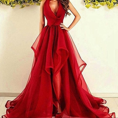 Amazing red long prom dress, red evening dresses - Thumbnail 4