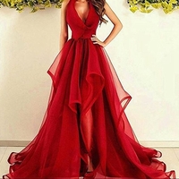 Amazing red long prom dress, red evening dresses - Thumbnail 1