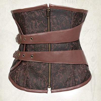 Steampunk underbust corset under bust steampunk corset brown corset - Thumbnail 1