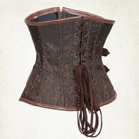 Steampunk Underbust Corset under bust steampunk corset brown corset - Thumbnail 1