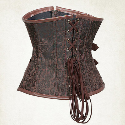 Steampunk underbust corset under bust steampunk corset brown corset
