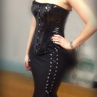Patent leather latex Steampunk Corset - Thumbnail 1