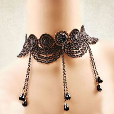 Lace and chain choker black lace choker goth choker victorian choker gothic choker necklace