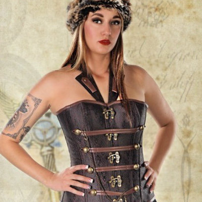 New steampunk corset halter corset brown corset summer halter top - Thumbnail 4