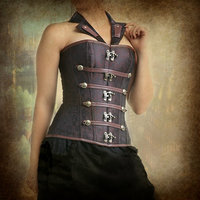New Steampunk Corset halter corset brown corset summer halter top - Thumbnail 1