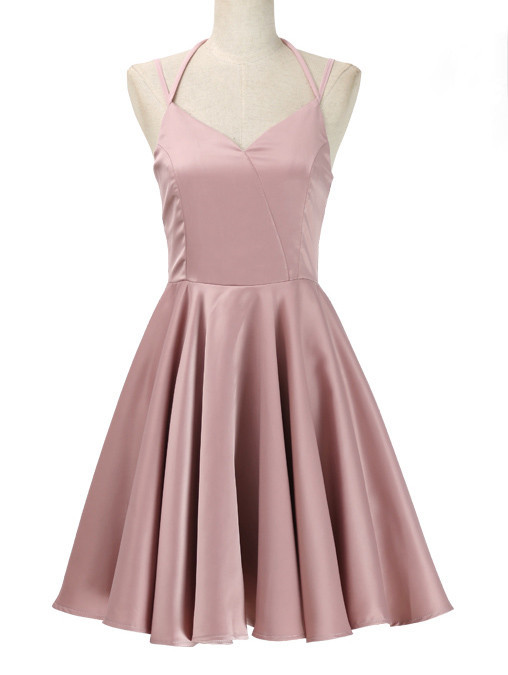 Lovely Light Pink Straps Short Women Dresses, Short Party Dresses, Pink Teen Dresses