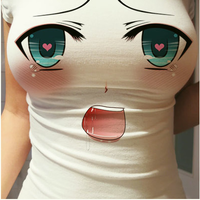 Anime girl big eyes shocked graphic T-shirt - Thumbnail 2