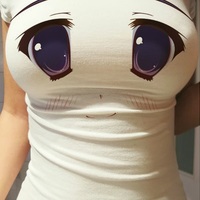 Anime girl big eyes shocked graphic T-shirt - Thumbnail 4