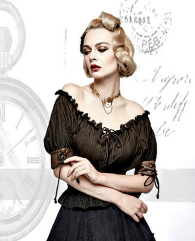 Steampunk Slash Neck T-shirt Brown or off the shoulder top t-shirt steampunk top Summer top