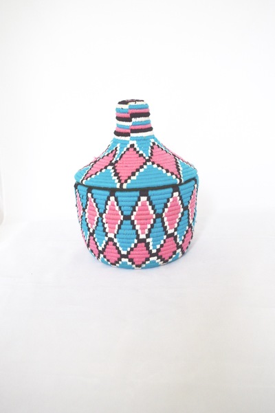  SOLD SOLD SOLD Berber Basket Handwoven Vintage Moroccan Berber Wool Lidded Basket 