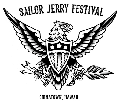 Sailor Jerry Festival EAGLE T-shirt // Traditional Cut (Single Color on White Fabric)