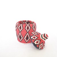  SOLD SOLD SOLD Berber Basket Handwoven Vintage Moroccan Wool Lidded Basket - Thumbnail 1