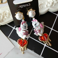 Love cats handmade dangle earrings - Thumbnail 1