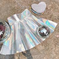 Silver Hologram Holographic Skater Skirt - Thumbnail 1