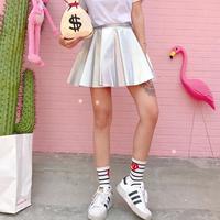 Silver Hologram Holographic Skater Skirt - Thumbnail 2