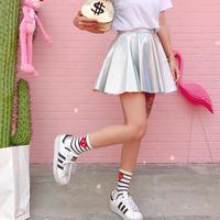 Silver Hologram Holographic Skater Skirt - Thumbnail 3