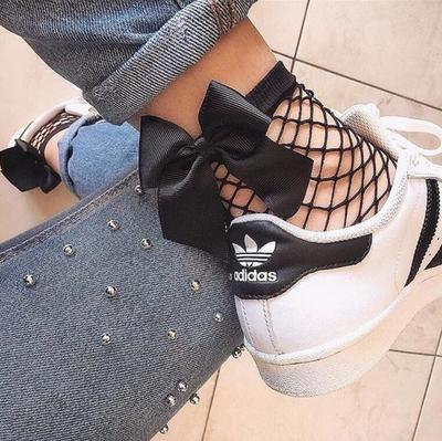 Free Shipping - Bowknot Fishnet Socks
