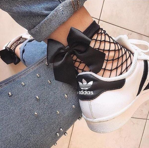 Free Shipping - Bowknot Fishnet Socks