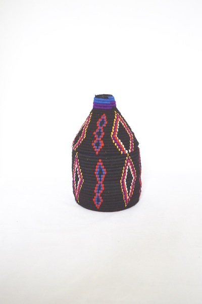  SOLD SOLD SOLD Berber Basket Handwoven Vintage Moroccan Wool Lidded Basket