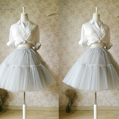 Women light gray princess skirt full midi skirt holiday party outfit nwt