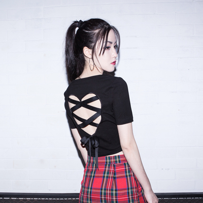 Hollow heart on back t-shirt