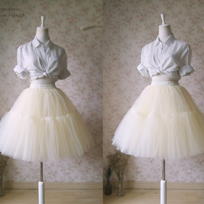 Ivory cream full midi tulle skirt women girl fashion skirts nwt