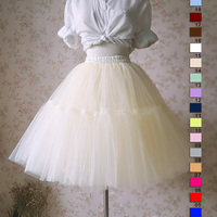 Ivory Cream Full Midi Tulle Skirt Women Girl Fashion Skirts NWT - Thumbnail 2