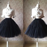 Women black Tulle Skirt Women Girl BLACK Skirts NWT - Thumbnail 1