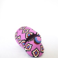  SOLD SOLD SOLD Berber Basket Handwoven Vintage Moroccan Wool Lidded Basket - Thumbnail 4