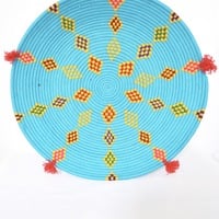  SOLD SOLD SOLD Handwoven Vintage Moroccan Round Berber Basket Platter Bowl Tray - Thumbnail 3