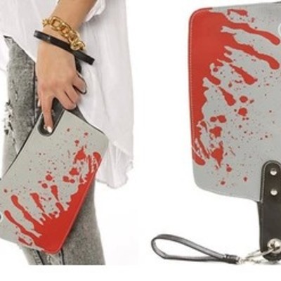 Bloody cleaver clutch wristlit bag