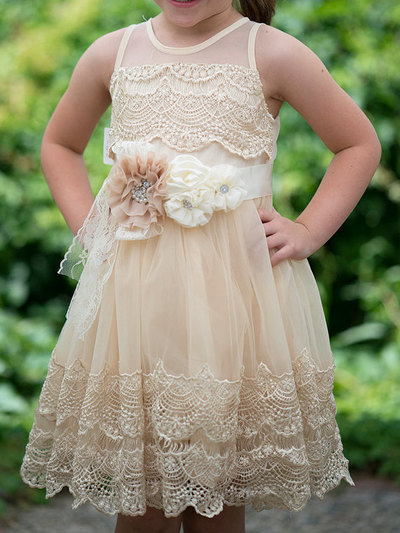 Girls Ivory Lace Dress,crochet lace dress,Ivory Flower Girl Dress,Flower Girl Dress, girls dress,country wedding flower girl,rustic dress