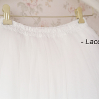 White Lace Tulle Elastic Long Maxi Skirt  - Thumbnail 3