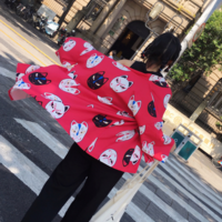 LUCKY CAT MASK KIMONO IN RED - Thumbnail 1