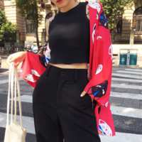 LUCKY CAT MASK KIMONO IN RED - Thumbnail 3