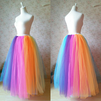 Plus Size Rainbow Tulle Skirt Adult Long Rainbow Tutu Skirt Outfit Any Size - Thumbnail 1