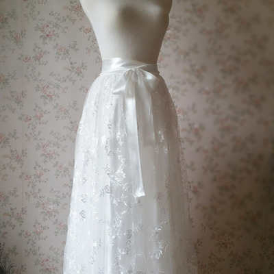 Embroidery lace tulle skirt wedding party tulle skirt outfits plus size