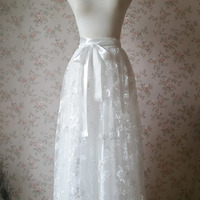 Embroidery Lace Tulle Skirt Wedding Party Tulle Skirt Outfits Plus Size - Thumbnail 1