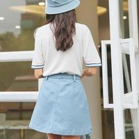 Floral Denim A-line Skirt - Thumbnail 3