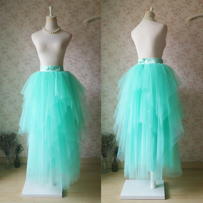 Mint green floor length tulle prom skirt